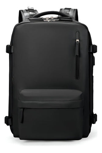 Mochila Viaje Avión Multifuncional Gran Capacidad 30 Lts Negro Liso